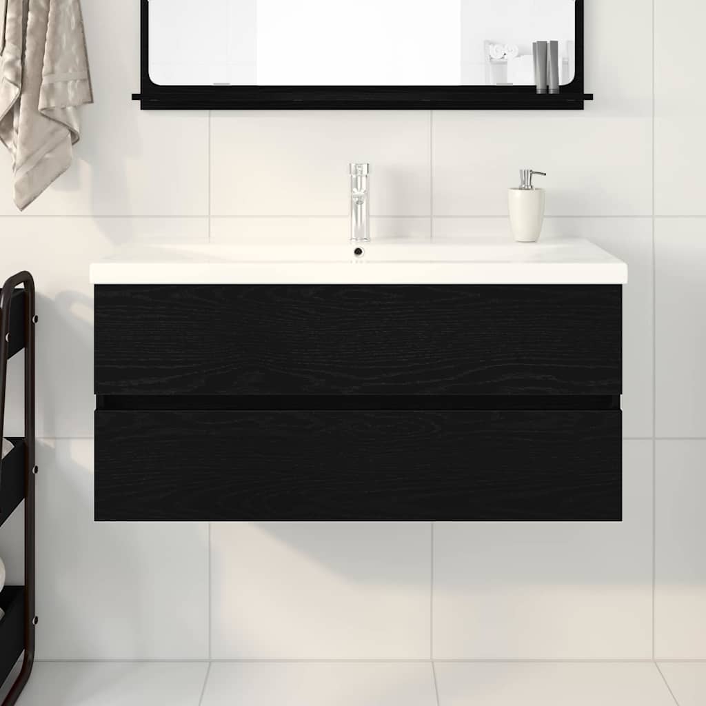Meuble de Lavabo de Salle de Bain Chêne noir 100 x 39 x 62 cm - XIOS
