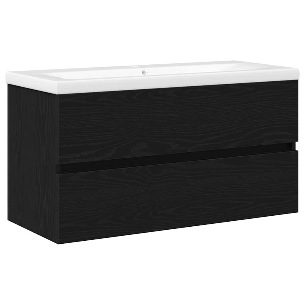 Meuble de Lavabo de Salle de Bain Chêne noir 90 x 39 x 62 cm - XIOS