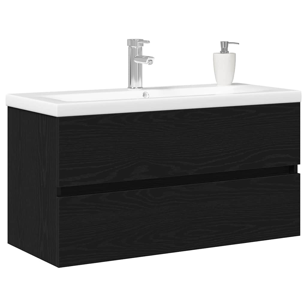 Meuble de Lavabo de Salle de Bain Chêne noir 90 x 39 x 62 cm - XIOS