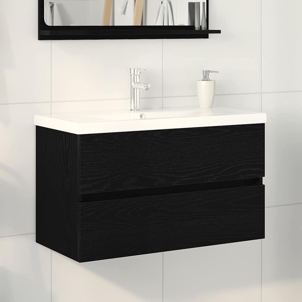 Meuble de Lavabo de Salle de Bain Chêne noir 80 x 39 x 62 cm - XIOS