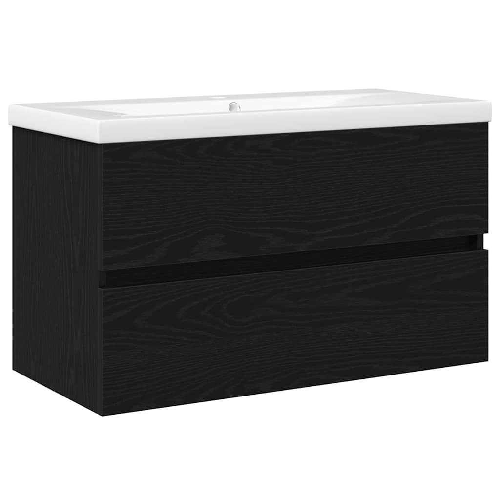 Meuble de Lavabo de Salle de Bain Chêne noir 80 x 39 x 62 cm - XIOS