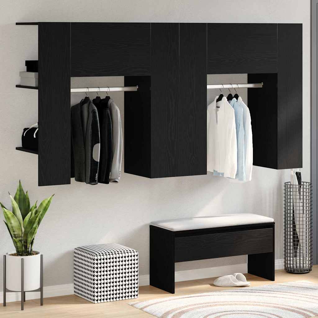 Armoires de Couloir 2 pcs Chêne Noir Bois d'Ingénierie