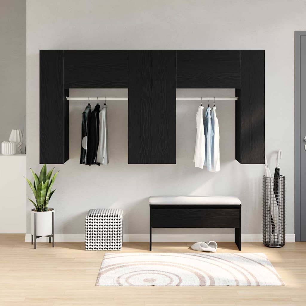 Armoires de Couloir 2 pcs Chêne Noir Bois d'Ingénierie
