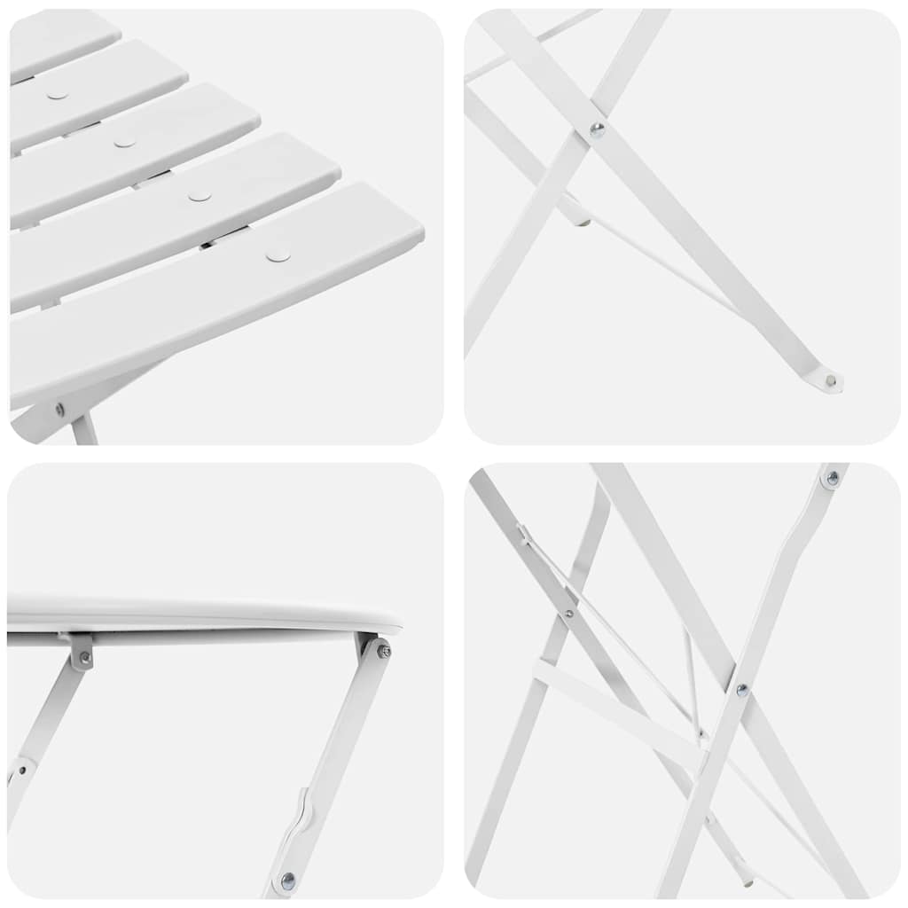 Ensemble bistro pliant 3 pcs Blanc Acier - XIOS