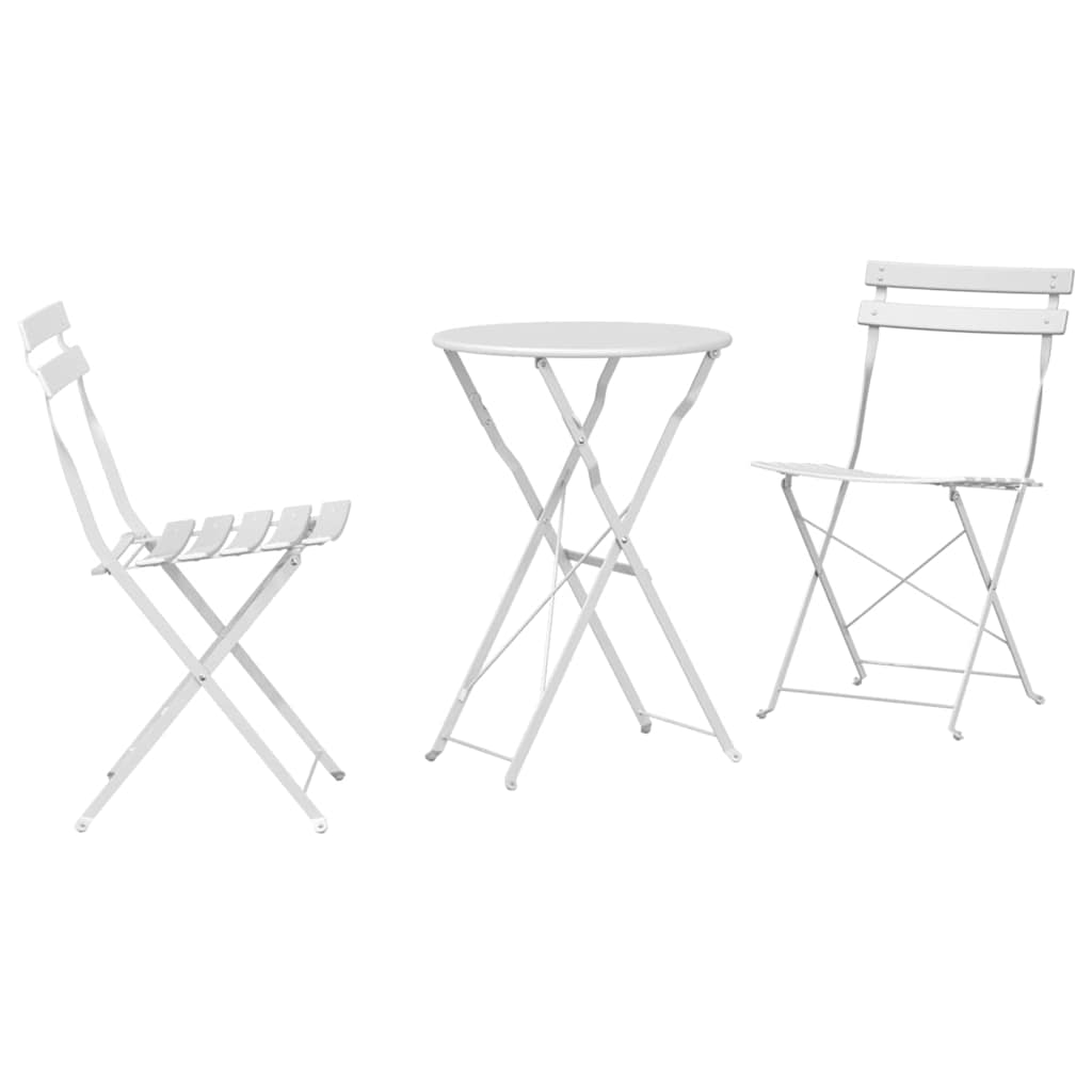 Ensemble bistro pliant 3 pcs Blanc Acier - XIOS