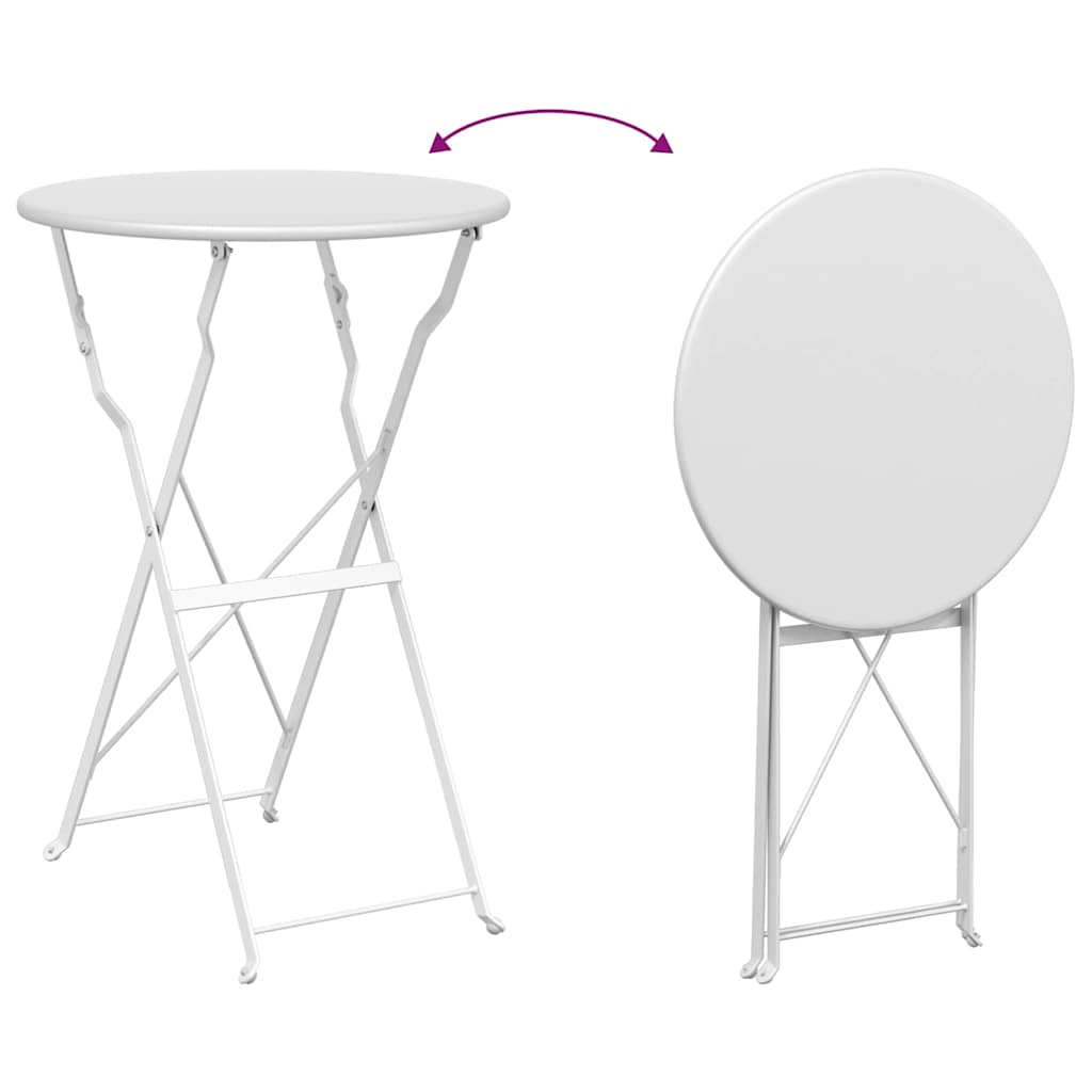 Ensemble bistro pliant 3 pcs Blanc Acier - XIOS