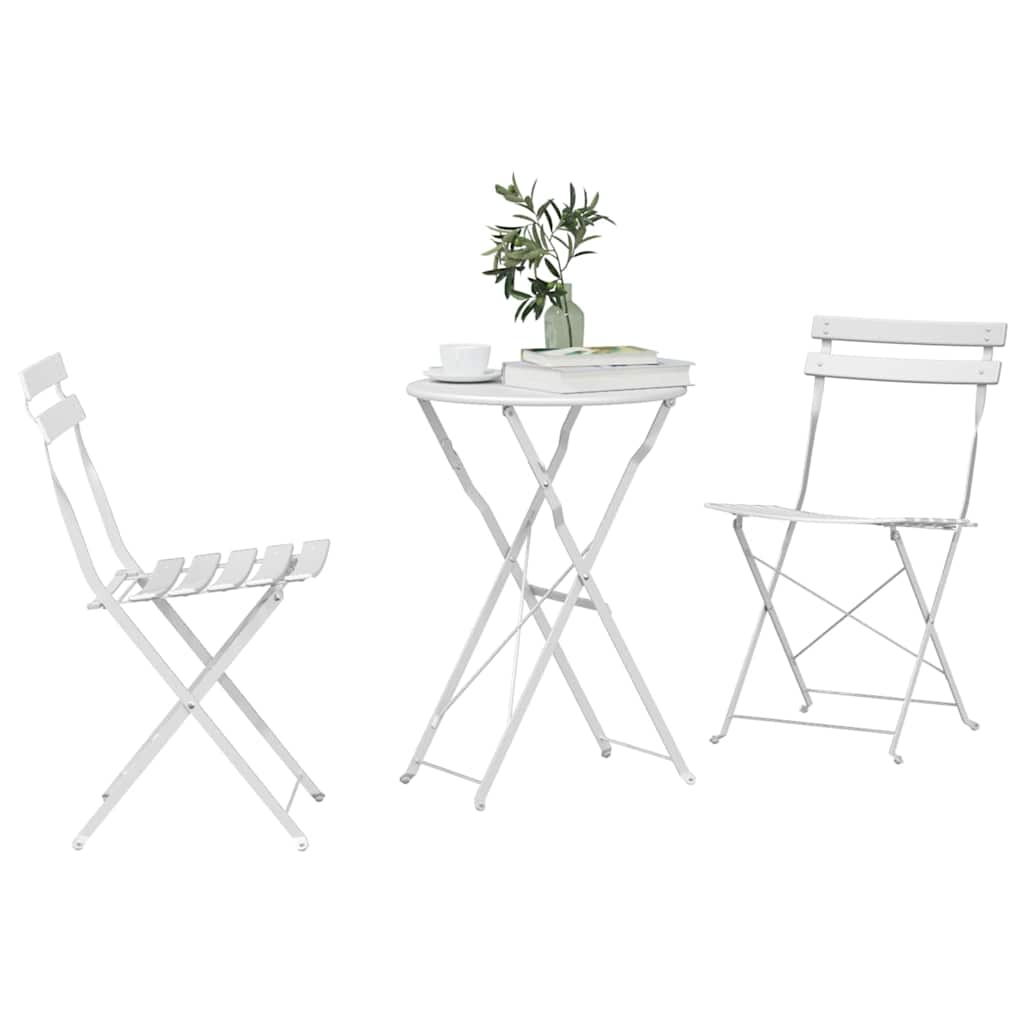 Ensemble bistro pliant 3 pcs Blanc Acier - XIOS
