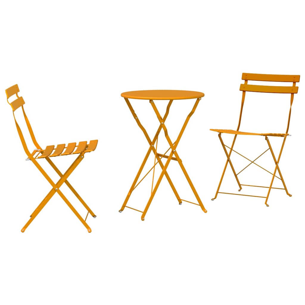 Ensemble bistro pliant 3 pcs Moutarde Acier - XIOS