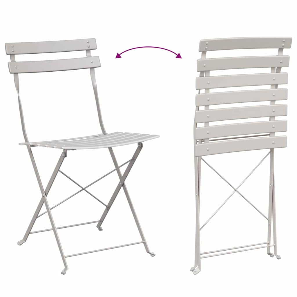 Ensemble bistro pliant 3 pcs Beige Acier - XIOS