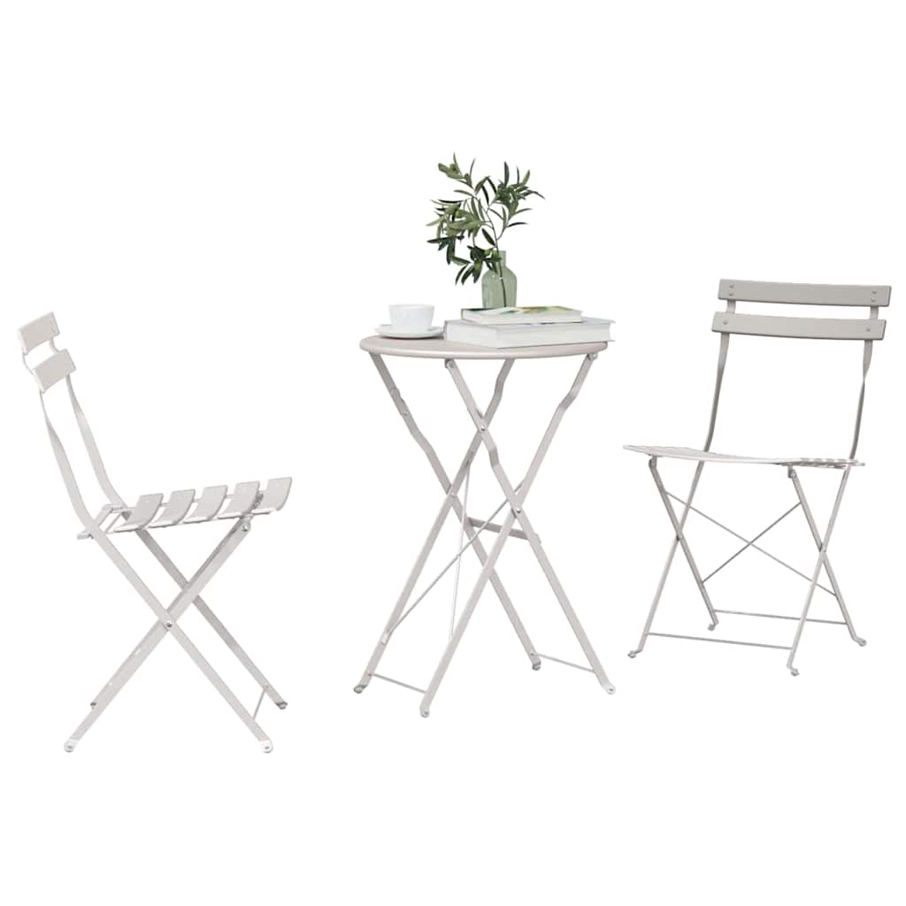 Ensemble bistro pliant 3 pcs Beige Acier - XIOS
