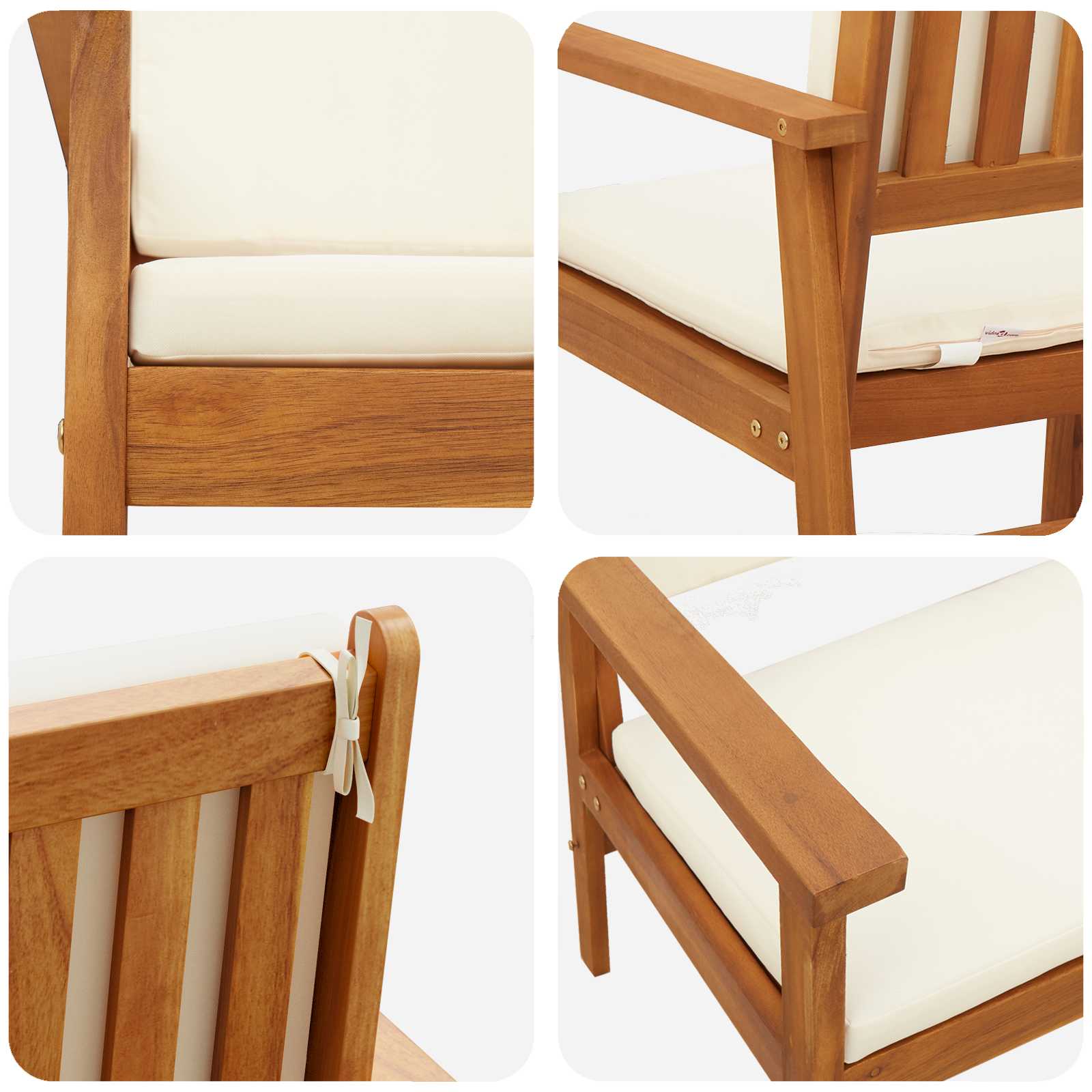 Chaise de jardin 2 pcs Blanc crème Bois d'Acacia Massif - XIOS