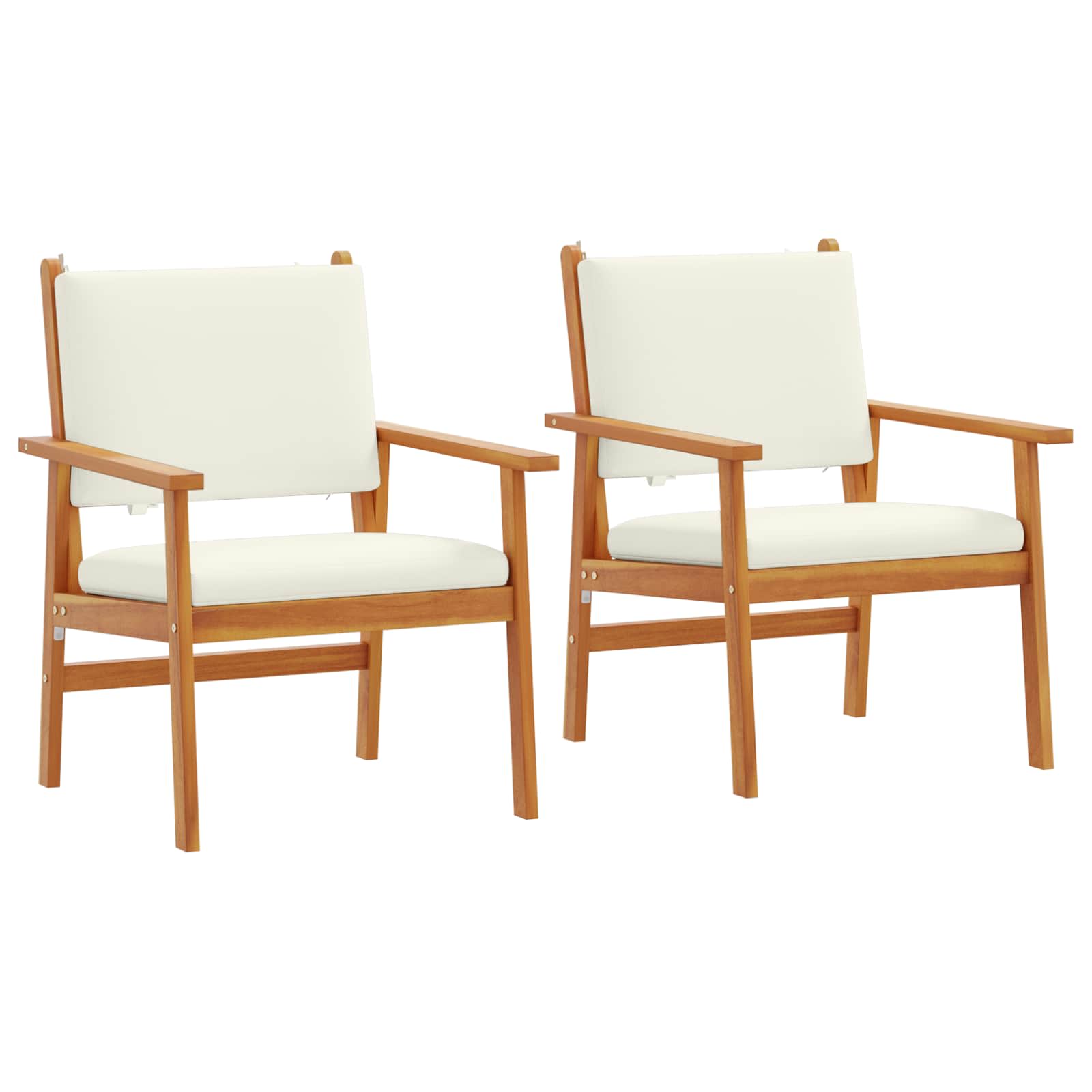 Chaise de jardin 2 pcs Blanc crème Bois d'Acacia Massif - XIOS