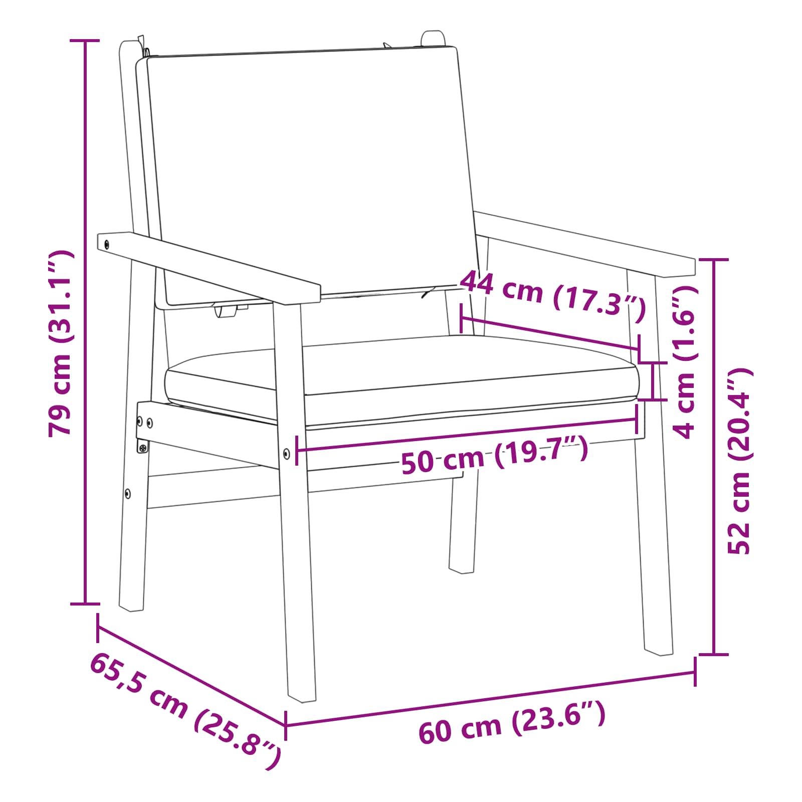 Chaise de jardin 2 pcs Blanc crème Bois d'Acacia Massif - XIOS