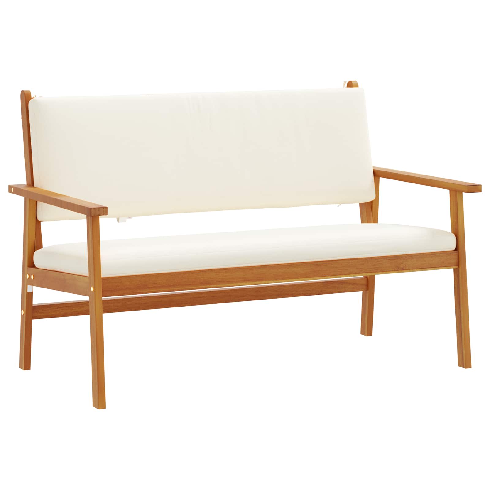 Banc de jardin avec coussin Blanc crème Bois d'Acacia Massif - XIOS
