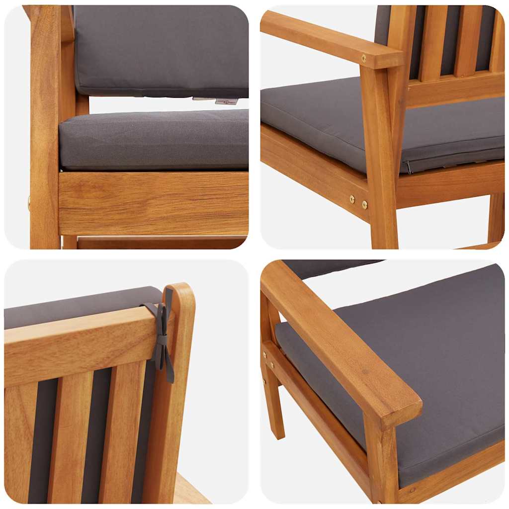 Chaise de jardin 2 pcs Anthracite Bois d'Acacia Massif - XIOS