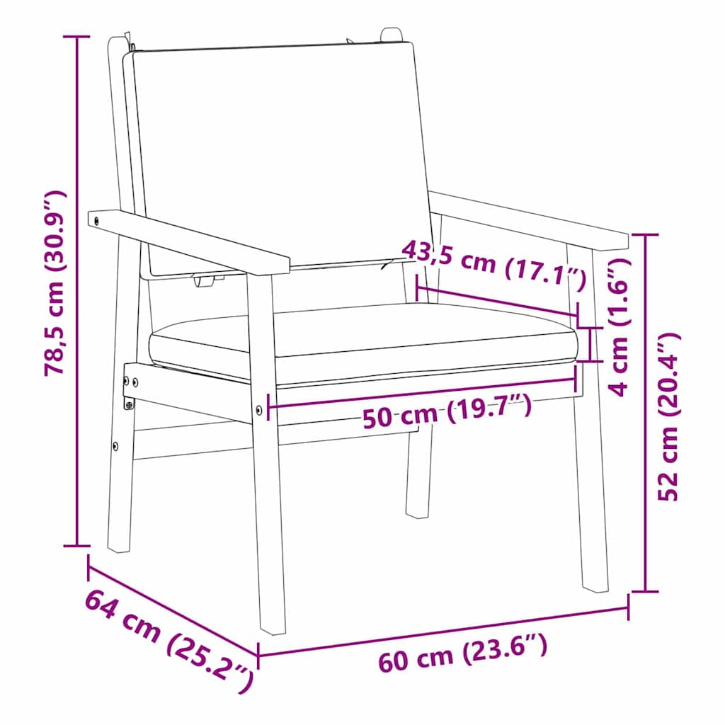 Chaise de jardin 2 pcs Anthracite Bois d'Acacia Massif - XIOS
