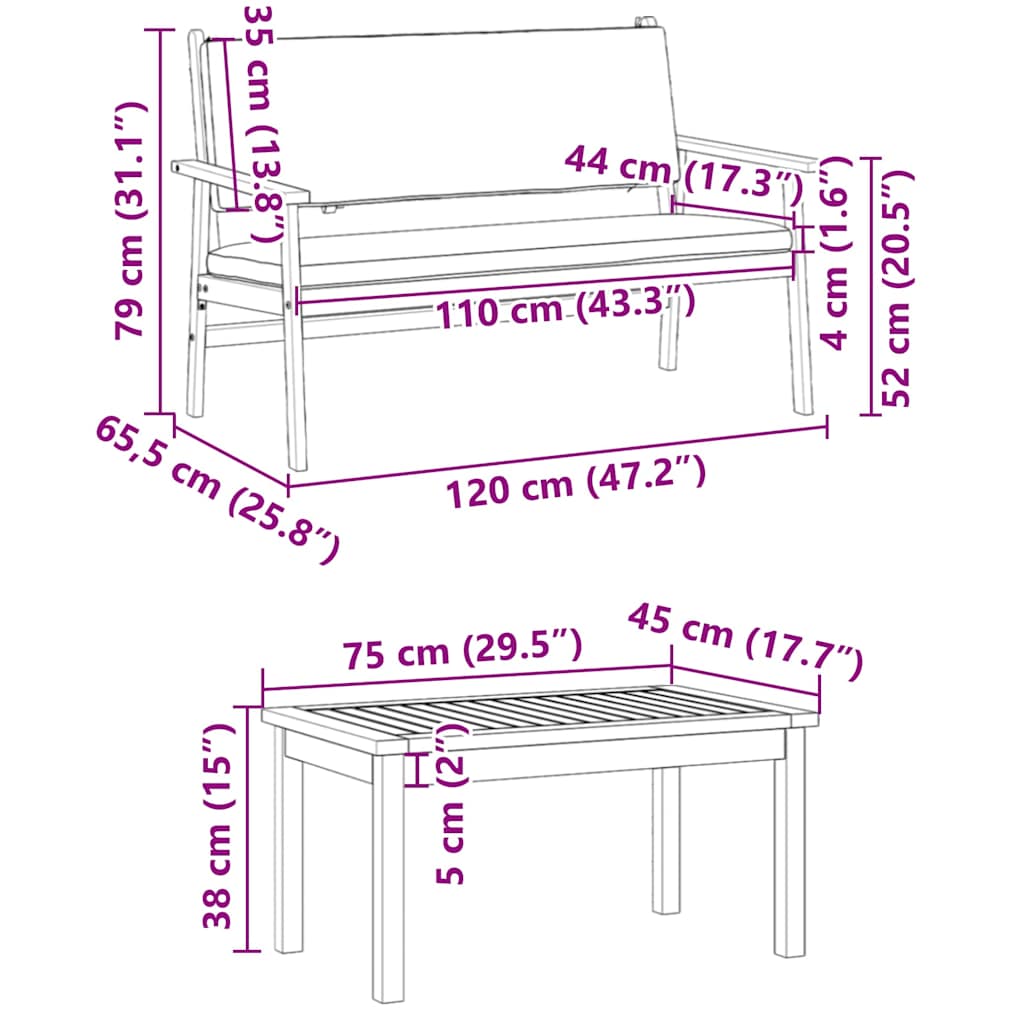 Ensemble de canapé de jardin avec coussin 2 pcs Anthracite - XIOS