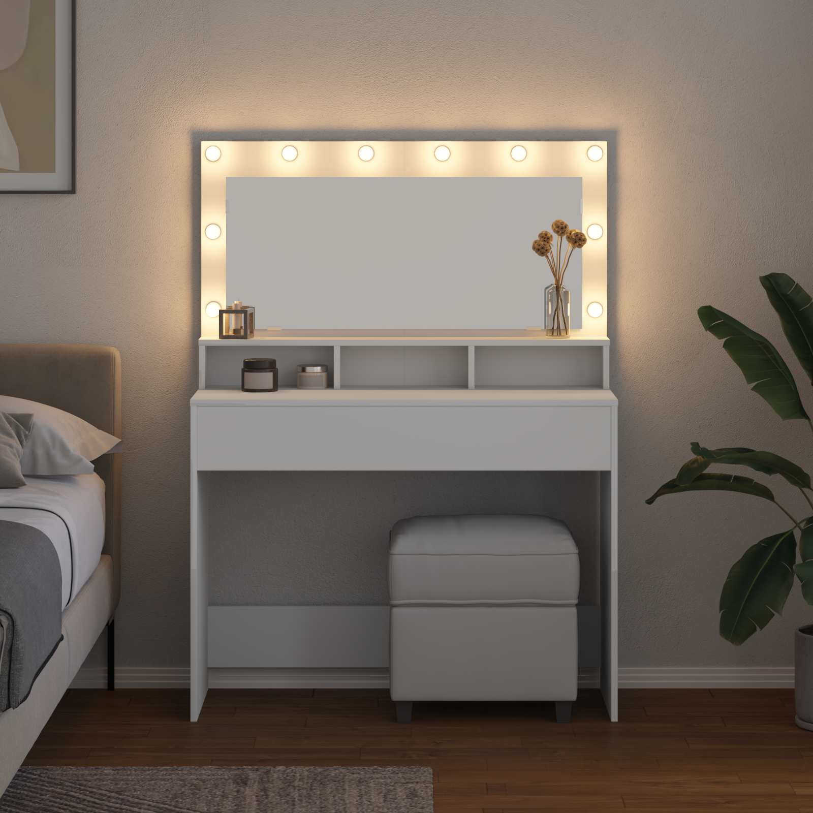 Table de Toilette Blanc 100 x 41 x 135 cm Bois d'ingénierie - XIOS