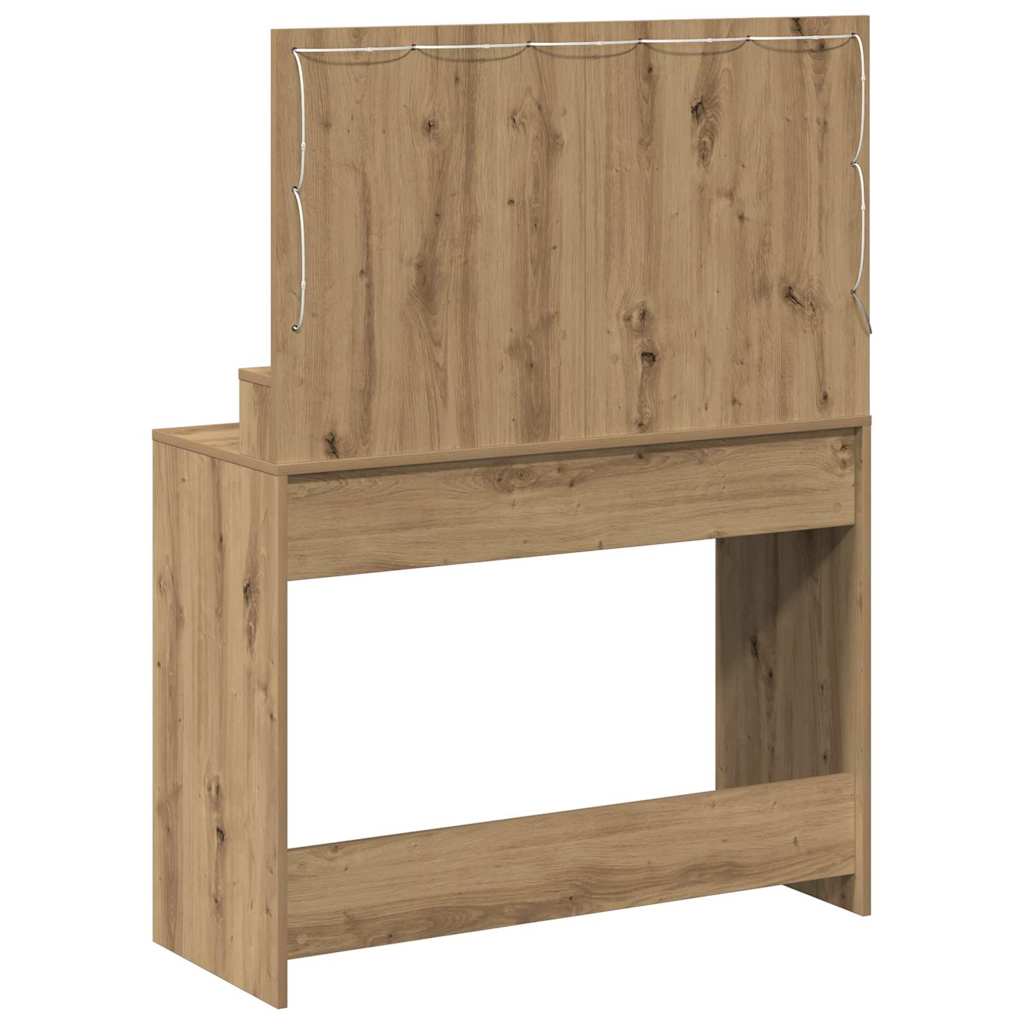 Table de Toilette avec miroir Chêne artisanal 100 x 41 x 135 cm - XIOS