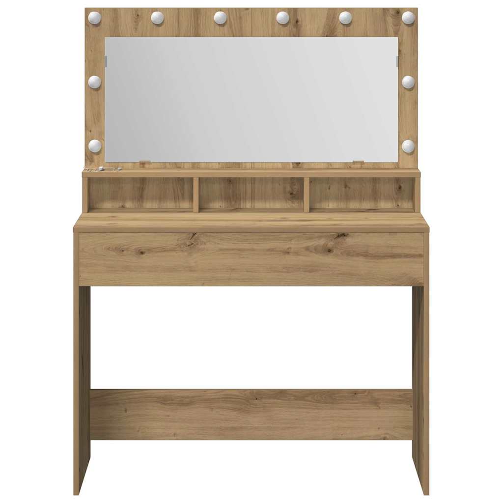 Table de Toilette avec miroir Chêne artisanal 100 x 41 x 135 cm - XIOS