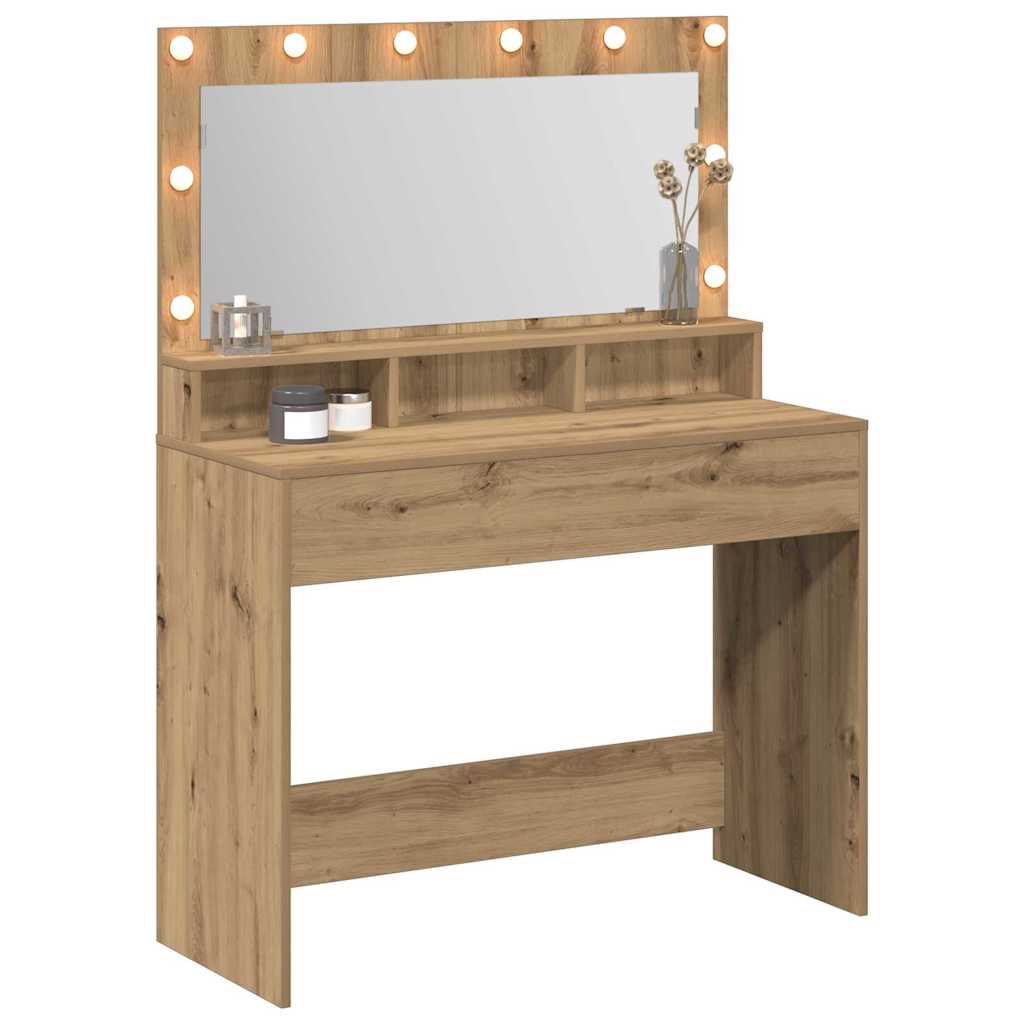 Table de Toilette avec miroir Chêne artisanal 100 x 41 x 135 cm - XIOS
