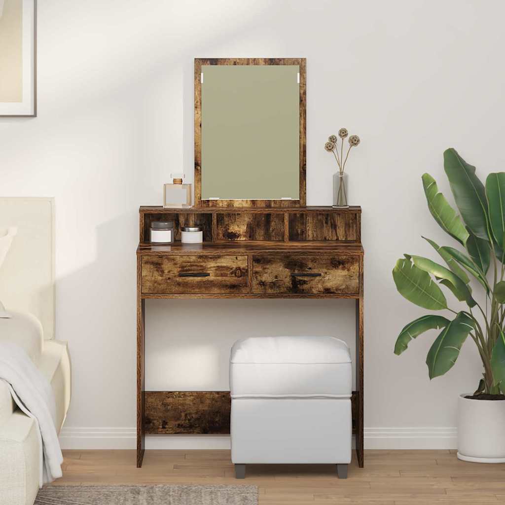 Coiffeuse Chêne fumé 79 x 41 x 140 cm Bois d'ingénierie - XIOS