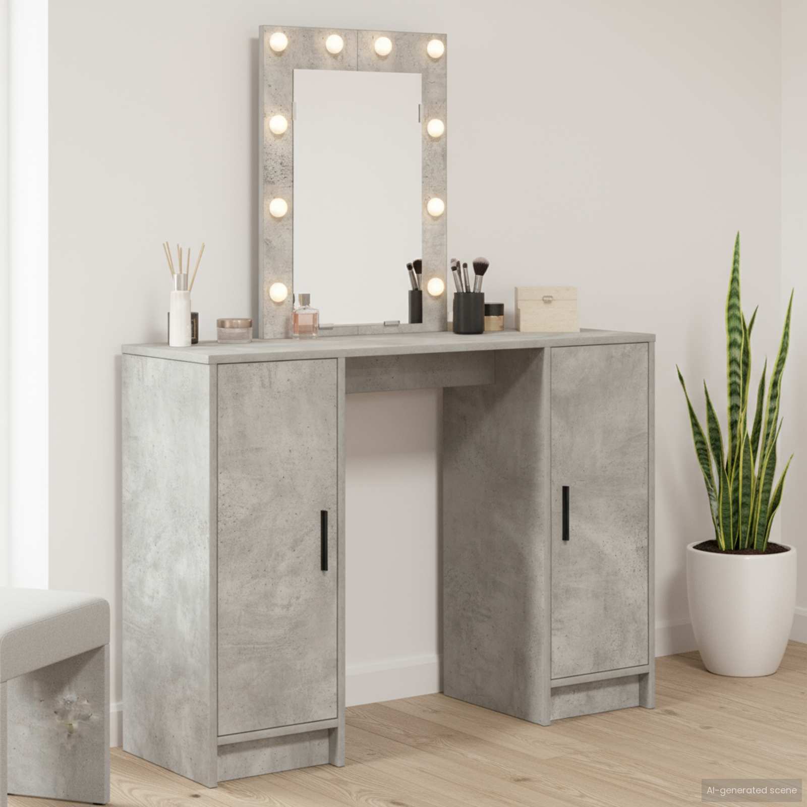 Table de Toilette avec stockage Gris clair 102 x 33 x 135 cm - XIOS