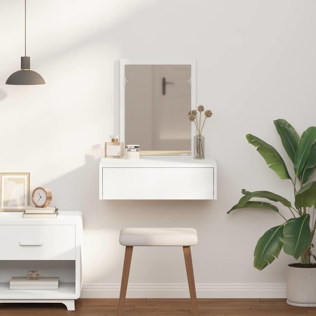 Table de Toilette Blanc 60 x 40 x 70 cm Bois d'ingénierie
