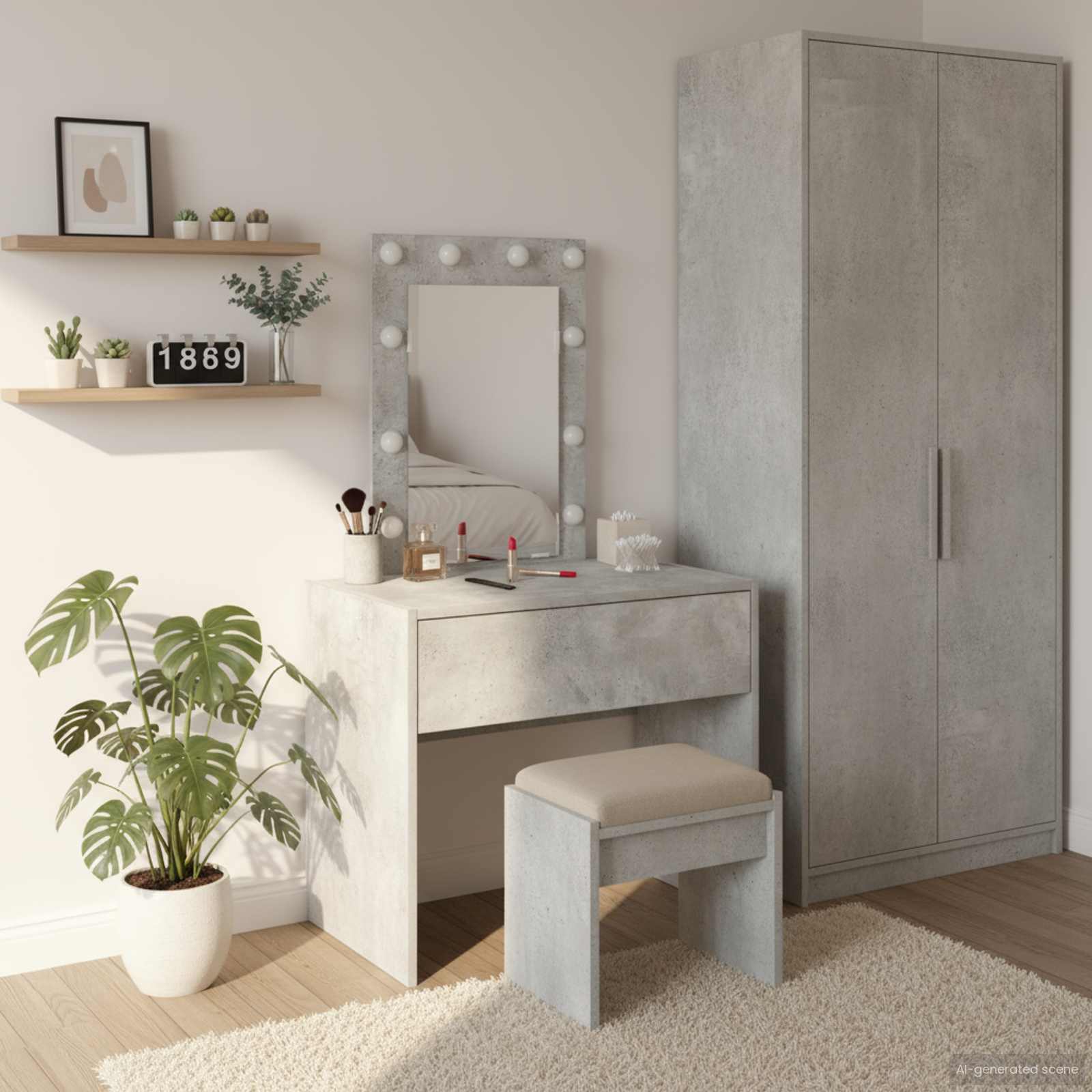 Table de Toilette Gris 60 x 40 x 70 cm Bois d'ingénierie - XIOS