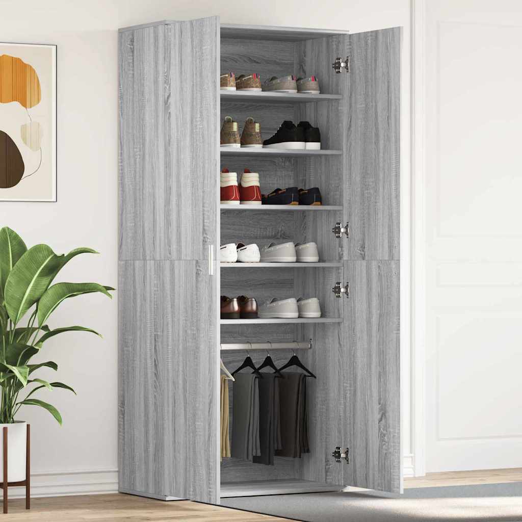 Cabinet à chaussures Gris 80 x 39 x 180 cm Bois d'ingénierie - XIOS