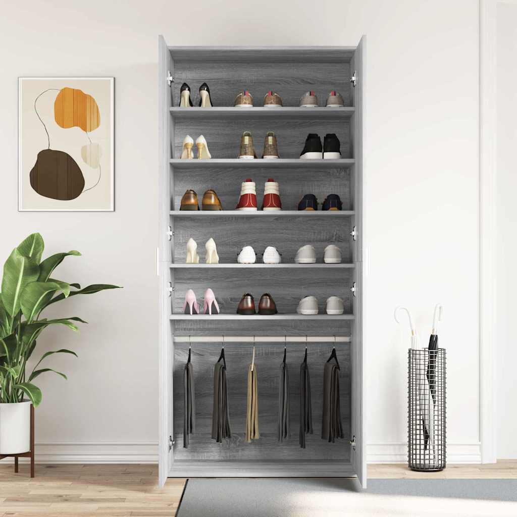 Cabinet à chaussures Gris 80 x 39 x 180 cm Bois d'ingénierie - XIOS