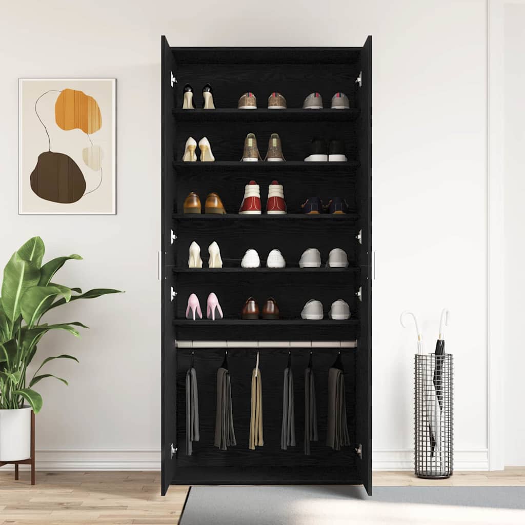 Cabinet à chaussures Noir 80 x 39 x 180 cm Bois d'ingénierie - XIOS