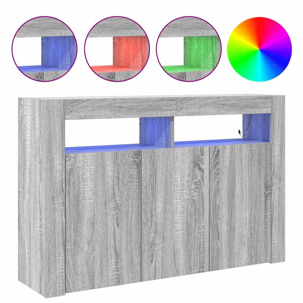 Buffet Sonoma gris 116 x 30 x 75 cm Bois d'ingénierie - XIOS