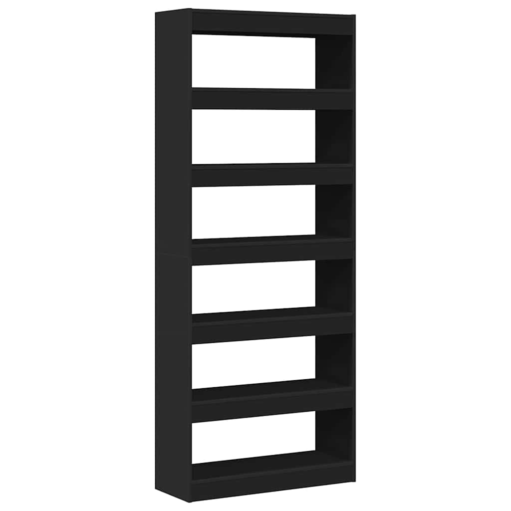 Bibliothèque Noir 80 x 30 x 198 cm Bois d'ingénierie - XIOS