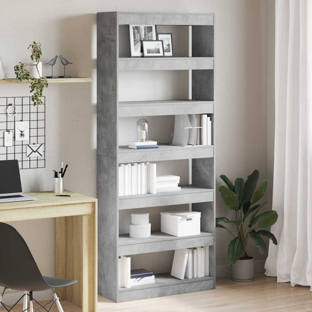 Bibliothèque Gris béton 80 x 30 x 198 cm Bois d'ingénierie - XIOS