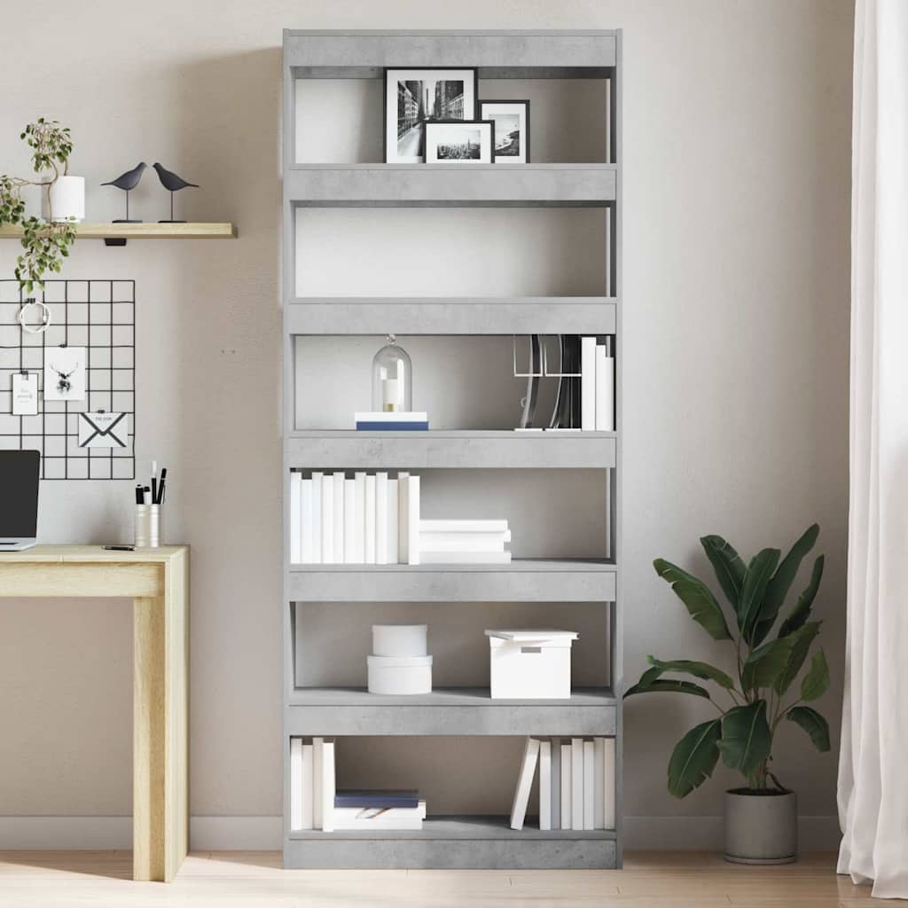 Bibliothèque Gris béton 80 x 30 x 198 cm Bois d'ingénierie - XIOS