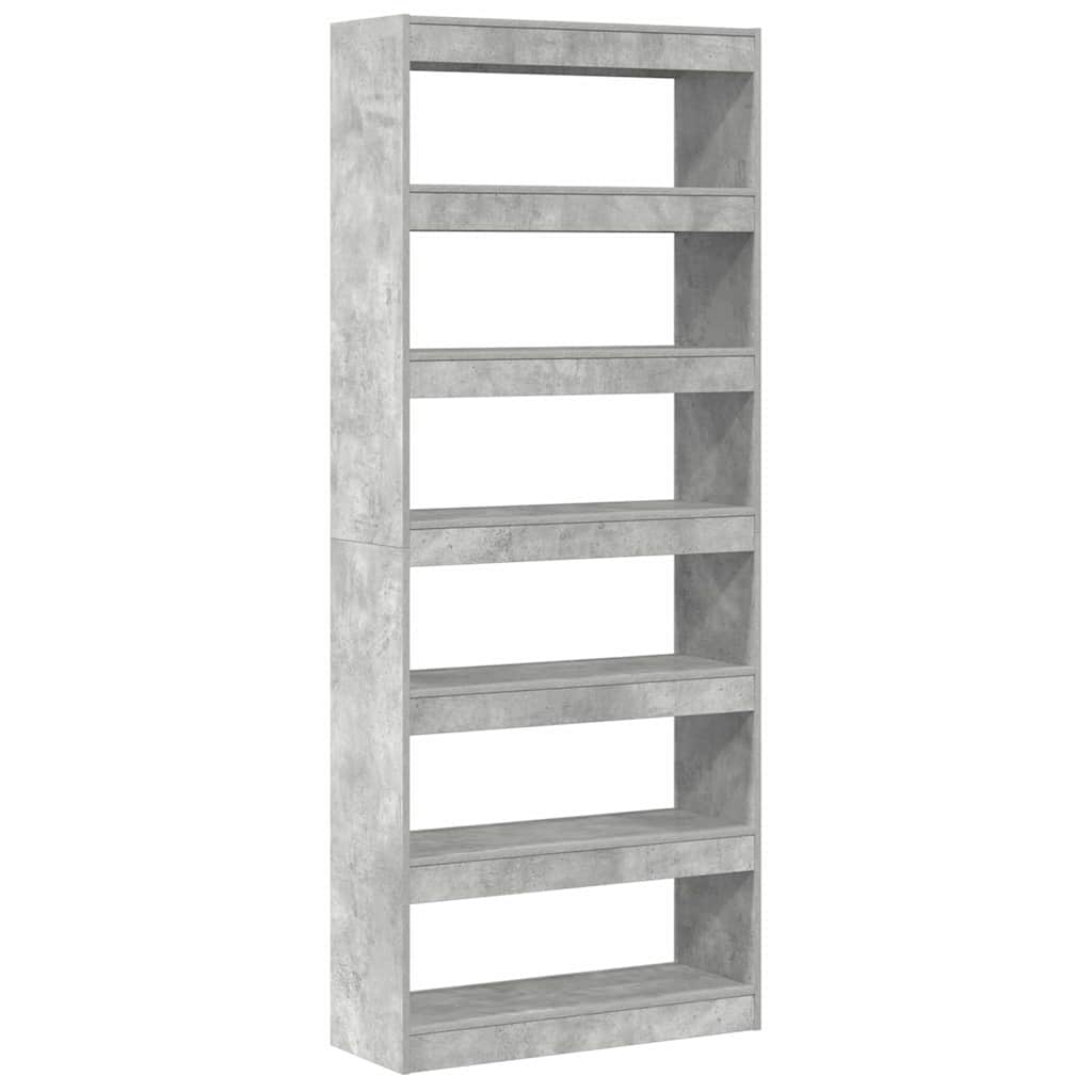 Bibliothèque Gris béton 80 x 30 x 198 cm Bois d'ingénierie - XIOS