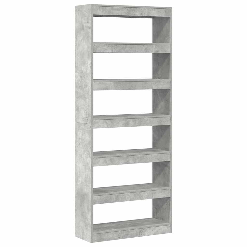 Bibliothèque Gris béton 80 x 30 x 198 cm Bois d'ingénierie - XIOS