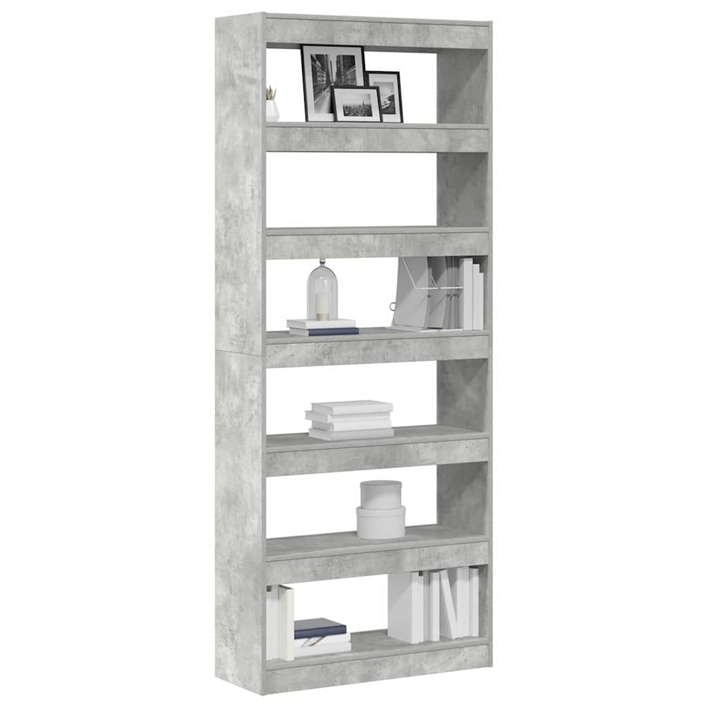 Bibliothèque Gris béton 80 x 30 x 198 cm Bois d'ingénierie - XIOS
