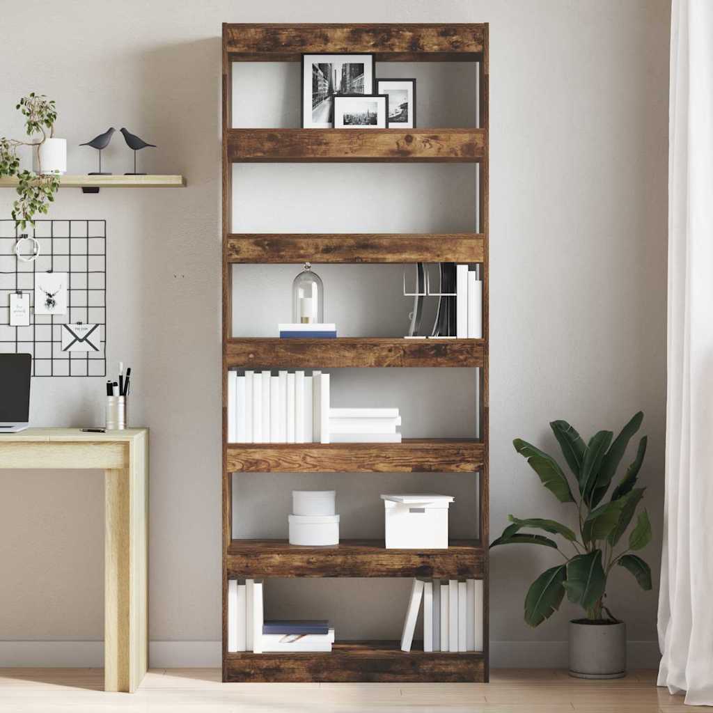 Bibliothèque Chêne fumé 80 x 30 x 198 cm Bois d'ingénierie - XIOS