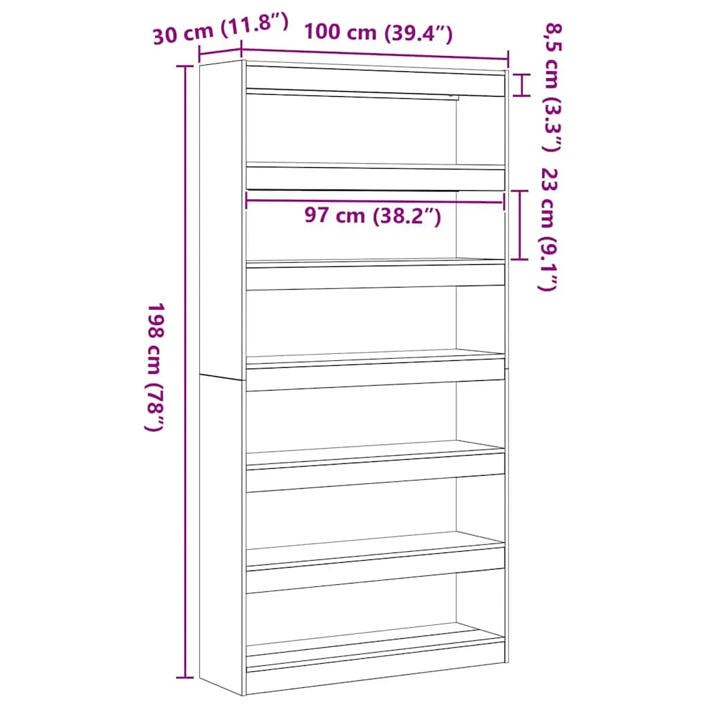Bibliothèque 6 niveaux 100 x 30 x 198 cm Bois d’ingénierie - XIOS