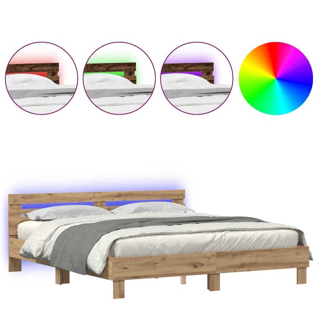 Cadre de lit chêne artisanal 200 x 200 cm Bois d'ingénierie - XIOS