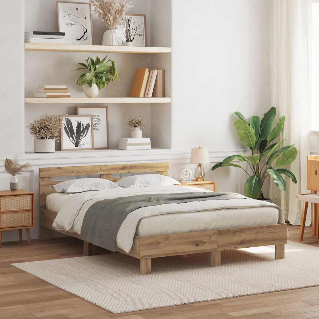 Cadre de lit Chêne artisanal 140 x 190 cm Bois d'ingénierie - XIOS