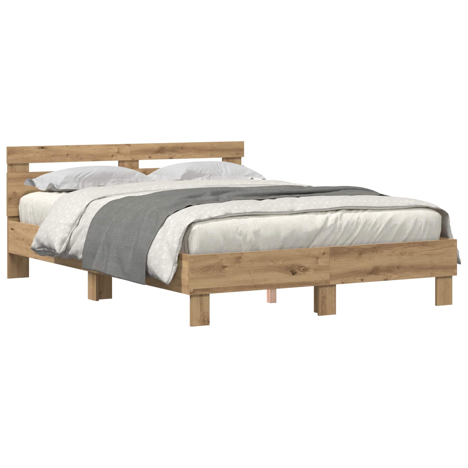 Cadre de lit Chêne artisanal 140 x 190 cm Bois d'ingénierie - XIOS