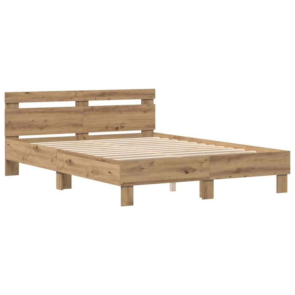 Cadre de lit Chêne artisanal 140 x 190 cm Bois d'ingénierie - XIOS