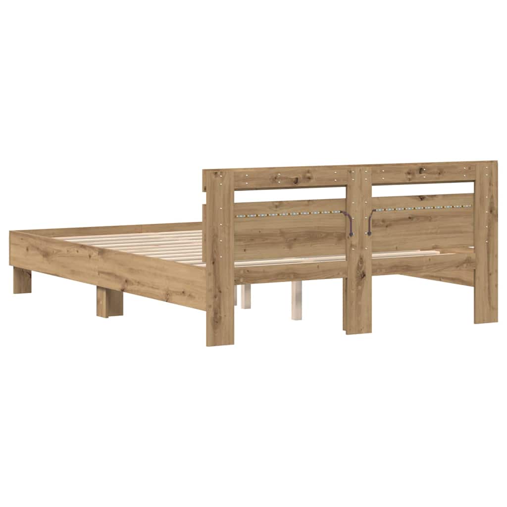 Cadre de lit Chêne artisanal 140 x 190 cm Bois d'ingénierie - XIOS
