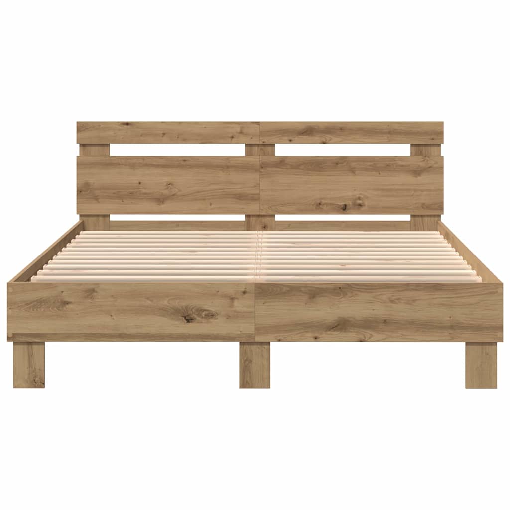 Cadre de lit Chêne artisanal 140 x 190 cm Bois d'ingénierie - XIOS
