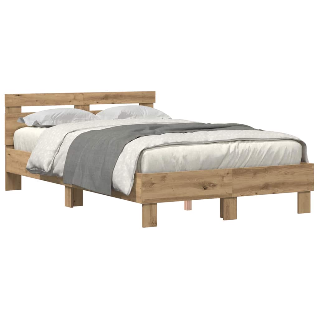 Cadre de lit chêne artisanal 135 x 190 cm Bois d'ingénierie - XIOS