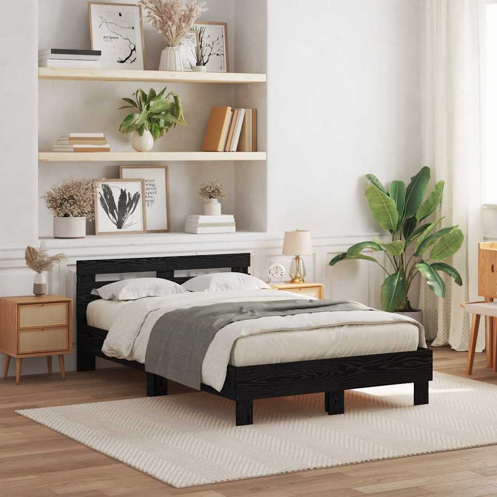 Cadre de lit Chêne noir 135 x 190 cm Bois d'ingénierie - XIOS