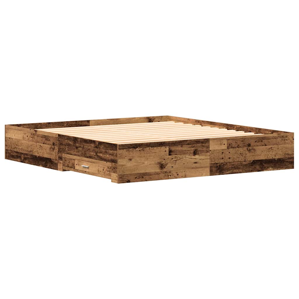 Cadre de lit avec tiroirs avec tiroir Bois ancien 180 x 200 cm - XIOS